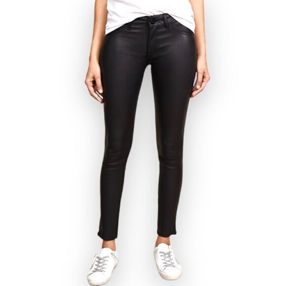 DL1961 Emma Power Legging  Lamb Leather & Coated In Birmingham Size 28 - Picture 1 of 15